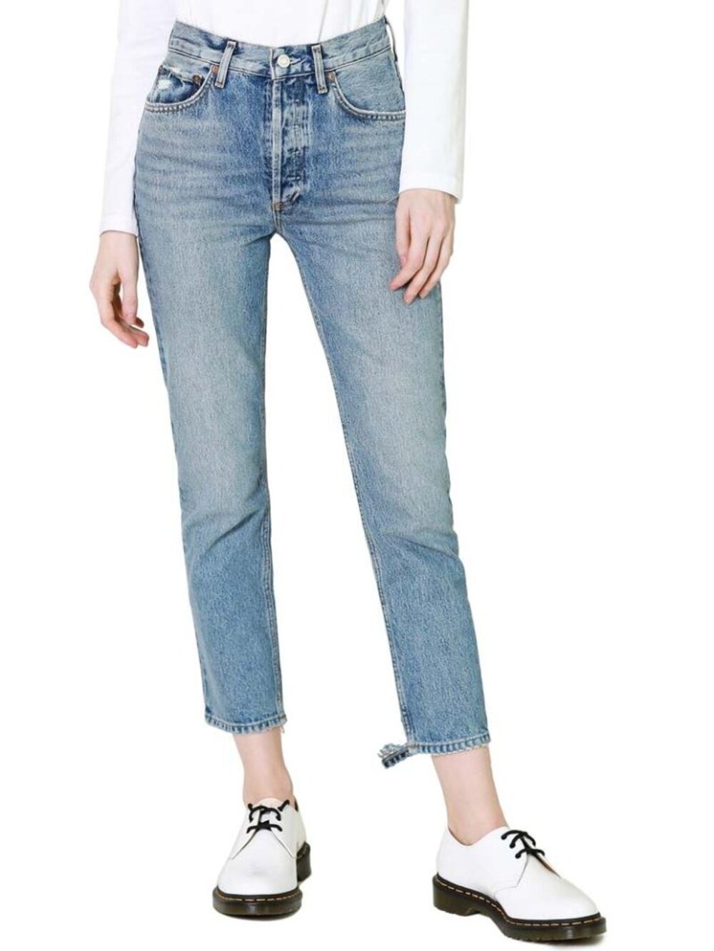 AGOLDE Riley High Rise Straight Crop Jeans